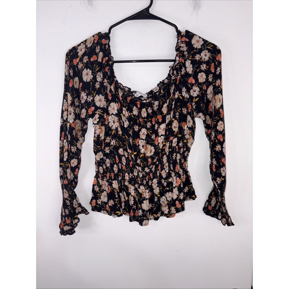Patrons Of Peace Women's Floral Long sleeve Smocked Top Size S